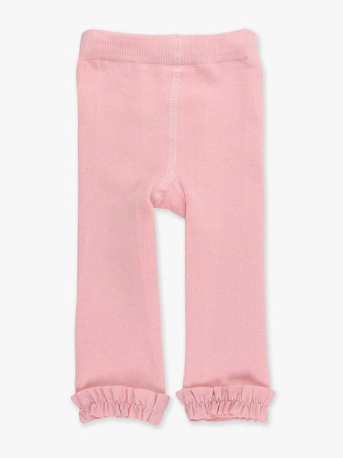 Girls Pink Footless Ruffle Tights