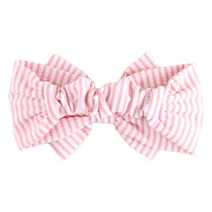 Girls Pink Seersucker Swim Bow Headband