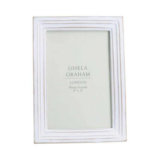 Gisela Graham 4x6" Resin Picture Frame - Antique White Groove