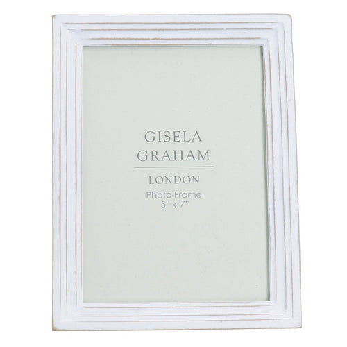 Gisela Graham 5x7" Resin Picture Frame - Antique White Groove