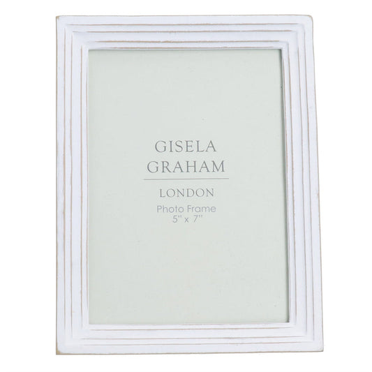 Gisela Graham 5x7" Resin Picture Frame - Antique White Groove