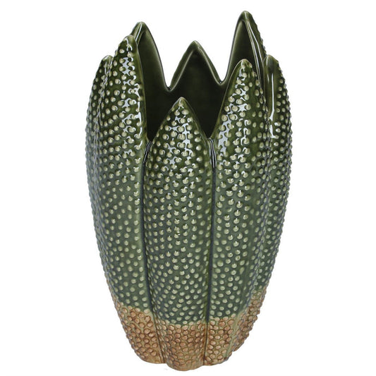 Gisela Graham Ceramic Vase - Antiqued Green Cacti