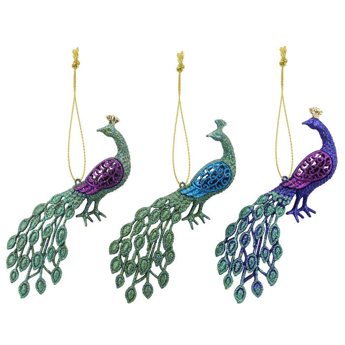 Gisela Graham Christmas Tree Decoration - Glitter Peacock