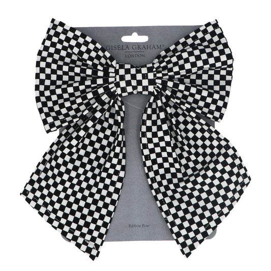 Gisela Graham Fabric Bow - Black & White Check