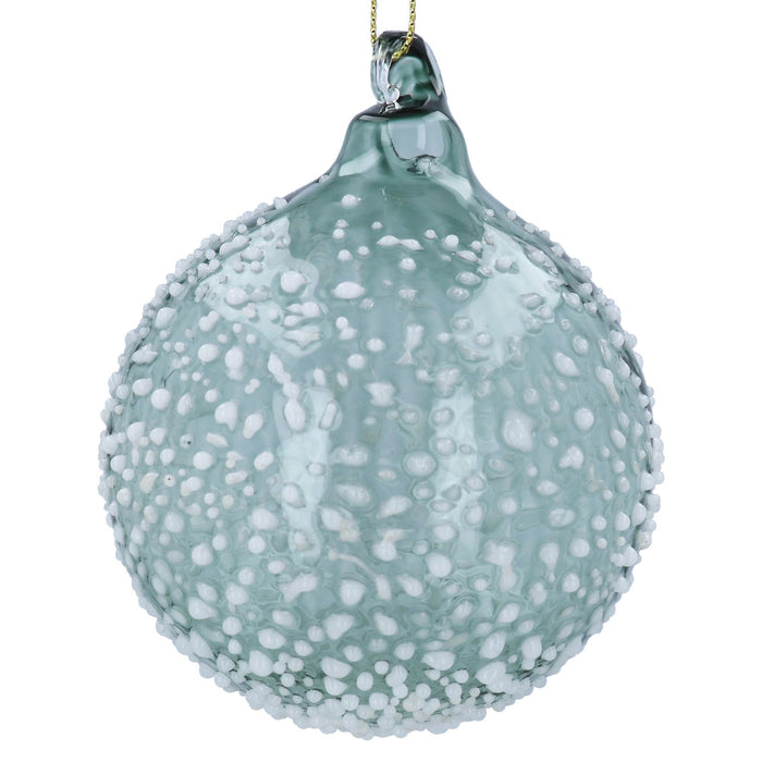 Gisela Graham Glass Bauble With Raised Snow Detail