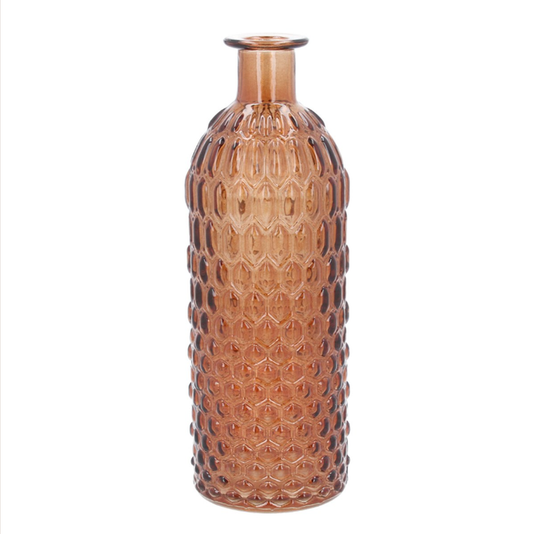 Gisela Graham Glass Vase - Amber Honeycomb
