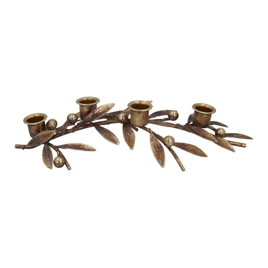 Gisela Graham Iron Candelabra - Antique Gold Sprig/Berries