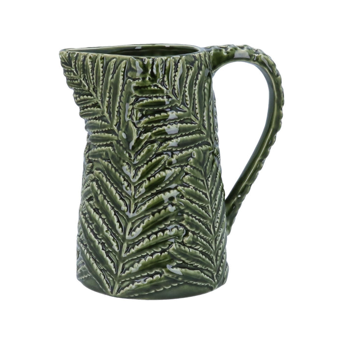 Gisela Graham Large Ceramic Fern Jug - Green