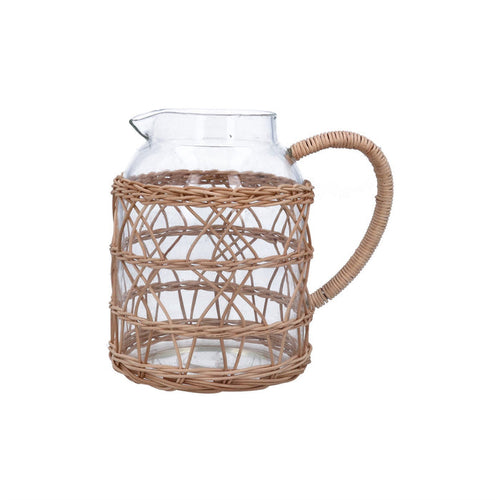 Gisela Graham Medium Glass Jug - Rattan