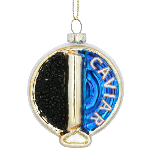 Gisela Graham Novelty Glass Christmas Decoration - Tin Of Caviar