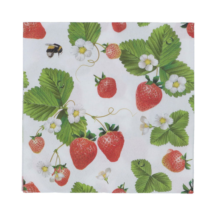 Gisela Graham Pack Of 20 Paper Napkins - Strawberry Flowers