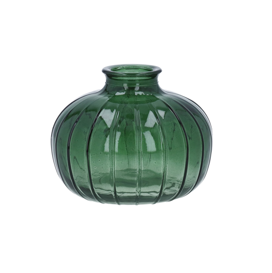 Gisela Graham Ribbed Glass Onion Bud Vase - Emerald Green