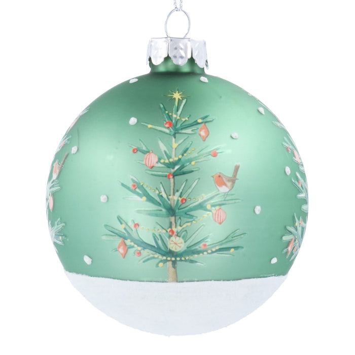 Gisela Graham Sage Green Matt Glass Bauble - Scandi Trees