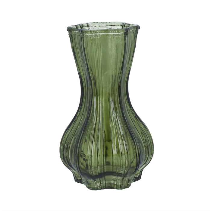 Gisela Graham Small Glass Bulb Bud Vase - Green