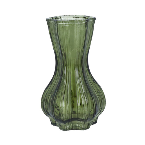 Gisela Graham Small Glass Bulb Bud Vase - Green