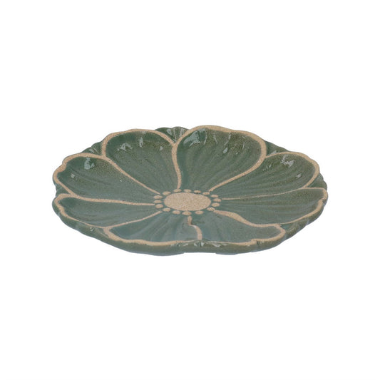Gisela Graham Stoneware Plate - Green Flower