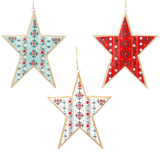 Gisela Graham Tin Alpine Star Hanging Decoration