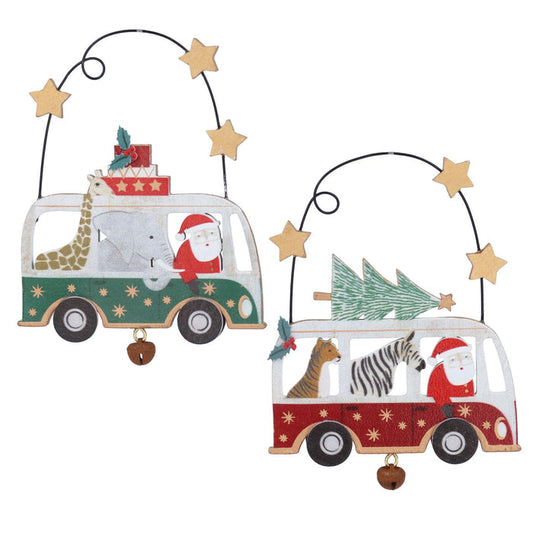 Gisela Graham Wooden Santa & Animals Hanging Decoration