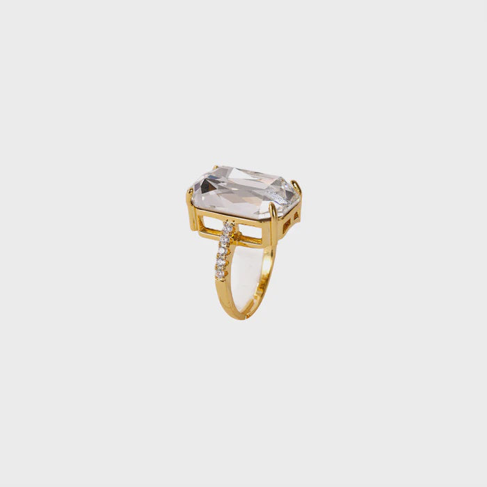 Gold Plated CZ Ring - White