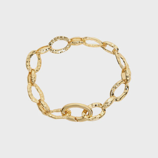 Gold Plated Hammered Link Bracelet
