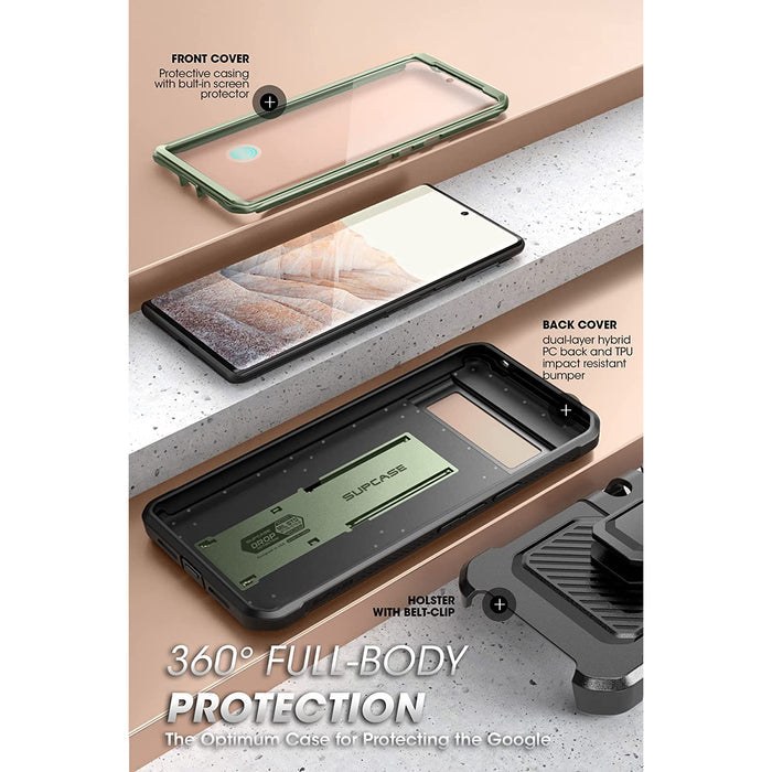 Google Pixel 6 Pro Unicorn Beetle PRO Rugged Holster Case-Dark Green