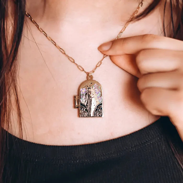 Hades & Persephone Couple Enamel Locket Necklace