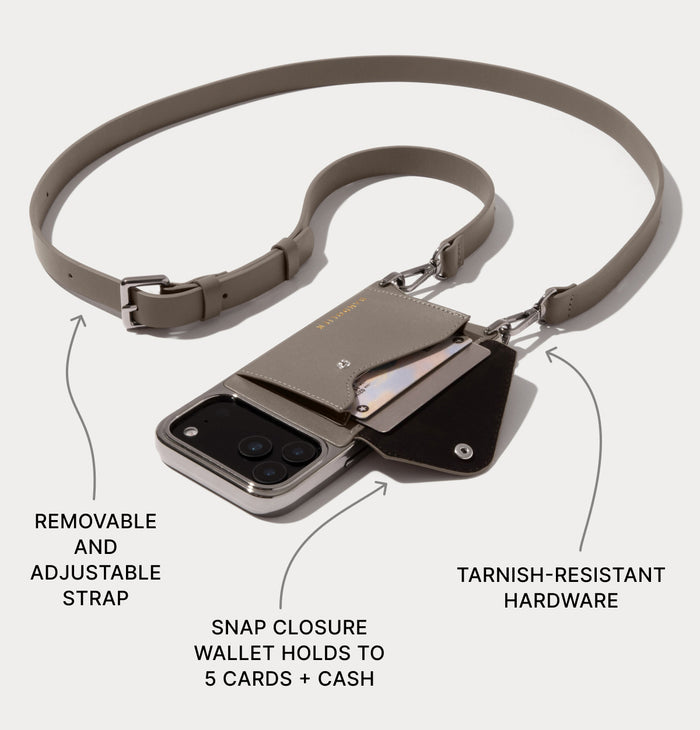 Hailey Chrome Crossbody Phone Case - Chrome Warm Gray/Antique Silver