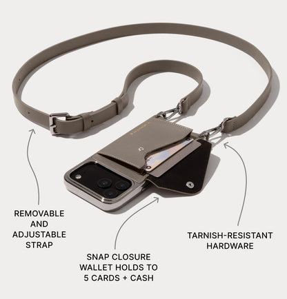 Hailey Chrome Crossbody Phone Case - Chrome Warm Gray/Antique Silver