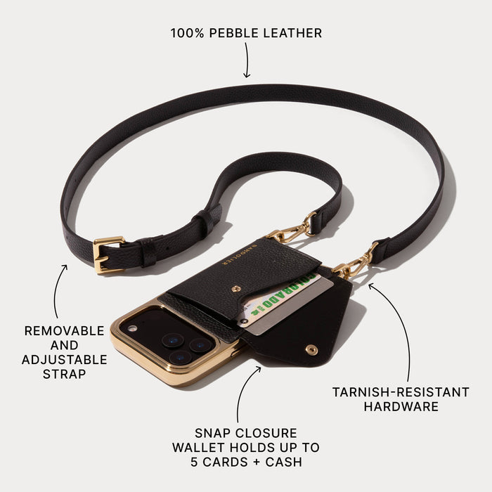 Hailey Pouch Set - Chrome Black/Gold