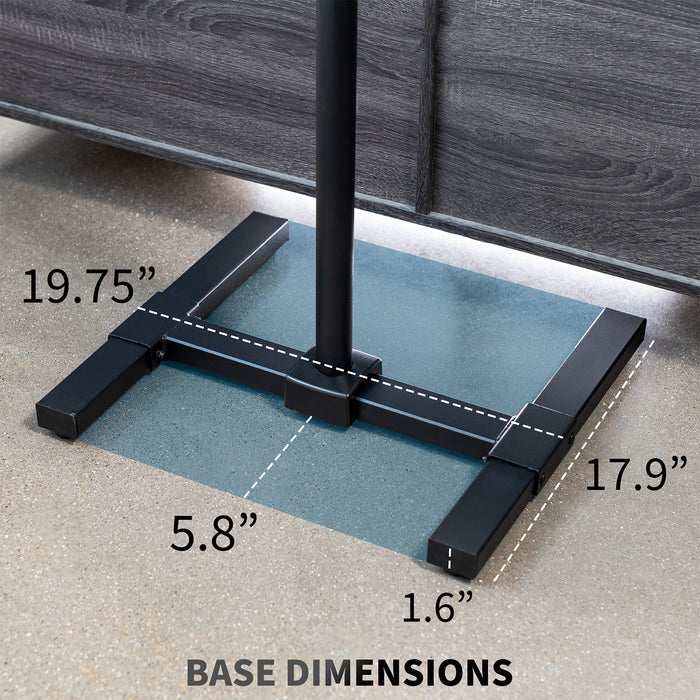 Sturdy height adjustable TV stand with tilt and leveling feet.