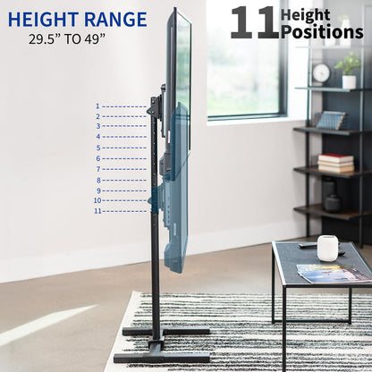 Sturdy height adjustable TV stand with tilt and leveling feet.