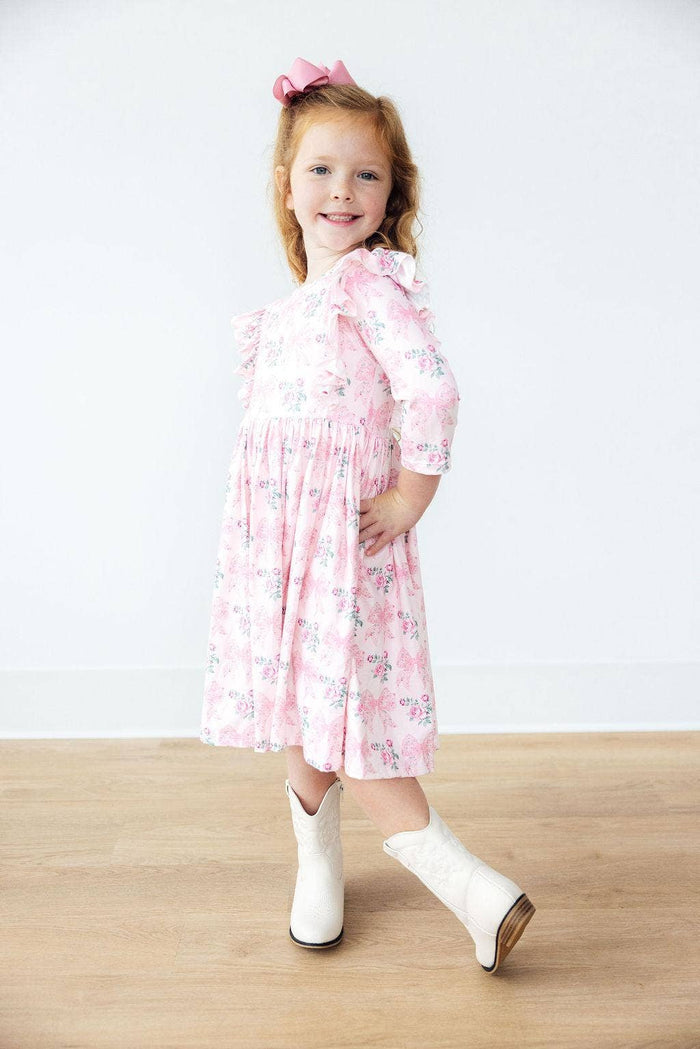 Heirloom Garden 3/4 Sleeve Ruffle Twirl Dress
