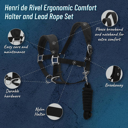 Henri de Rivel Ergonomic Comfort Halter and Lead Rope Set