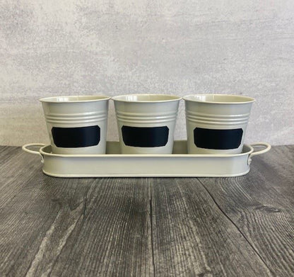 Herb Chalkboard Pot Set w/Tray