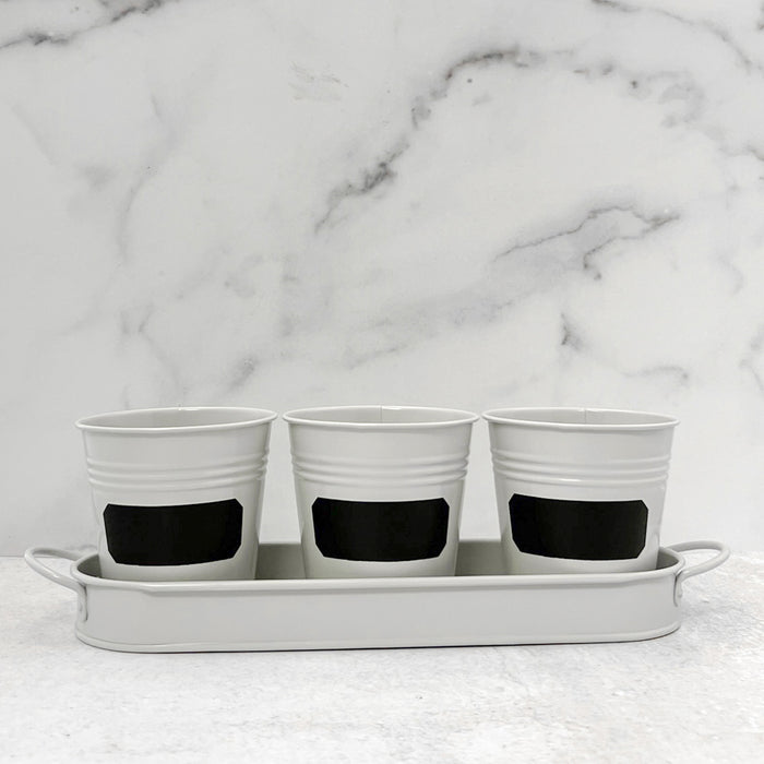 Herb Chalkboard Pot Set w/Tray