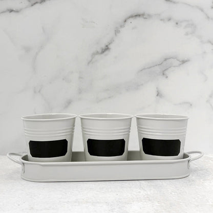 Herb Chalkboard Pot Set w/Tray