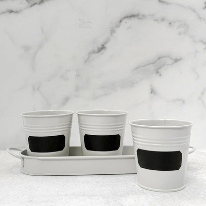 Herb Chalkboard Pot Set w/Tray
