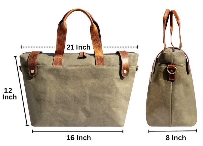 Hudson Canvas Leather Duffle Bag | Organized Travel Weekend Bag