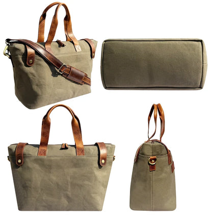 Hudson Canvas Leather Duffle Bag | Organized Travel Weekend Bag