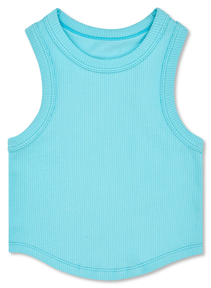 ICE BLUE CROPPED RACER BACK TOP (MED/LG)
