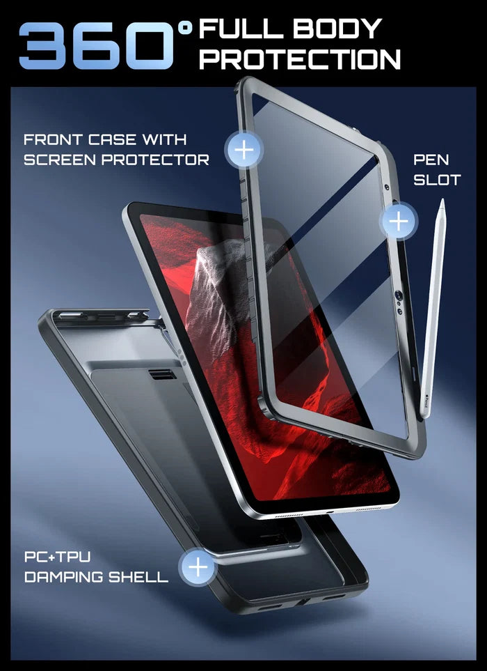 iPad 11" 2025 Unicorn Beetle Anchor Rugged Kickstand Case with Screen Protector - Black
