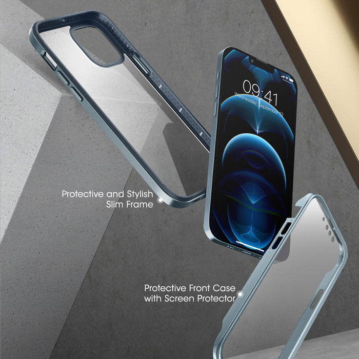 iPhone 13 Pro 6.1 inch Unicorn Beetle Edge with Screen Protector Clear Case-Blue