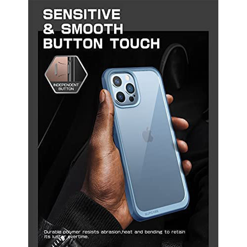 iPhone 13 Pro 6.1 inch Unicorn Beetle Style Slim Clear Case-Blue