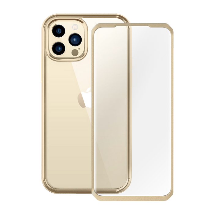 iPhone 13 Pro Max 6.7 inch Unicorn Beetle Edge with Screen Protector Clear Case-Gold