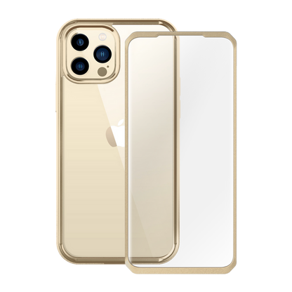 iPhone 13 Pro Max 6.7 inch Unicorn Beetle Edge with Screen Protector Clear Case-Gold
