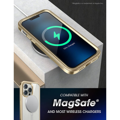 iPhone 13 Pro Max 6.7 inch Unicorn Beetle Edge with Screen Protector Clear Case-Gold