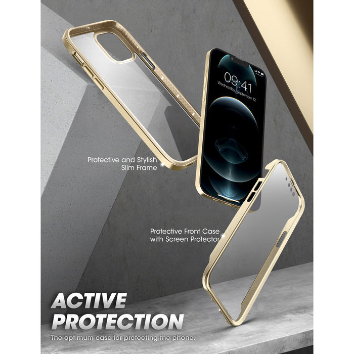 iPhone 13 Pro Max 6.7 inch Unicorn Beetle Edge with Screen Protector Clear Case-Gold