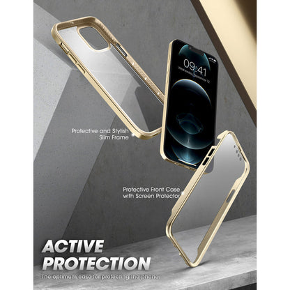 iPhone 13 Pro Max 6.7 inch Unicorn Beetle Edge with Screen Protector Clear Case-Gold