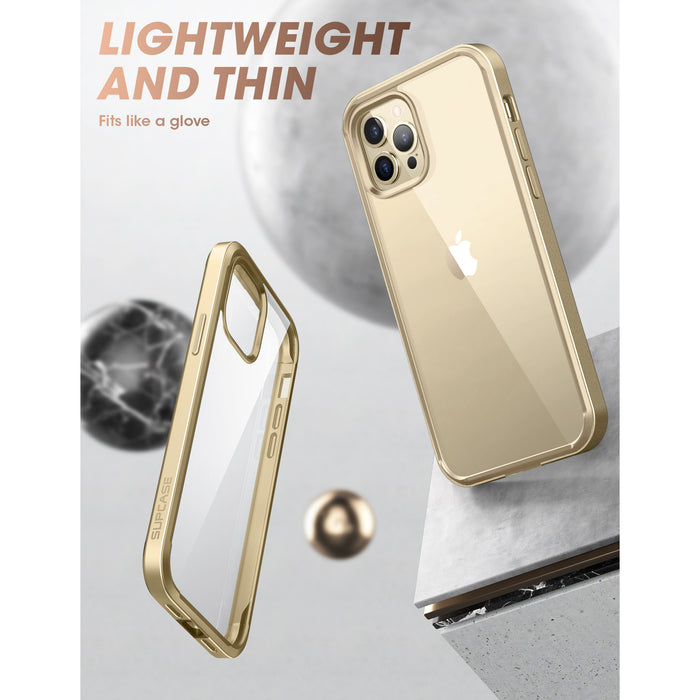 iPhone 13 Pro Max 6.7 inch Unicorn Beetle Edge with Screen Protector Clear Case-Gold