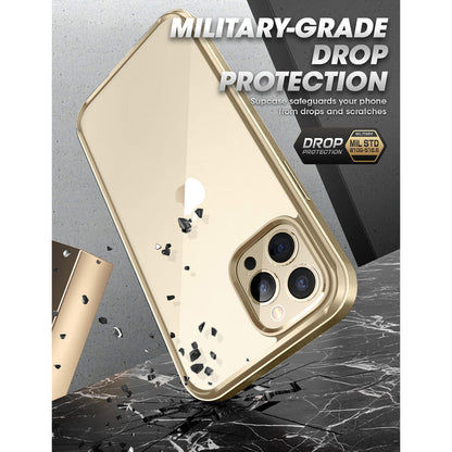 iPhone 13 Pro Max 6.7 inch Unicorn Beetle Edge with Screen Protector Clear Case-Gold